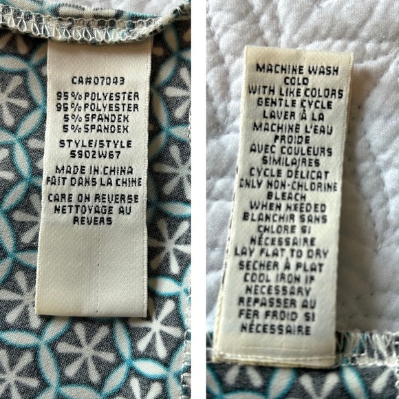 Max Studio Sheath Dress Tile Print Stretch Jersey Square Neck Cap Sleeve Size M - Picture 10 of 14